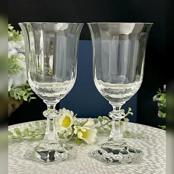 Wine Glasses Laudon Optic by Riedel / Laudon Wine Glasses with Hexagon Foot / Laudon White Wine Glasses / Vintage Laudon Wine Glasses - 2