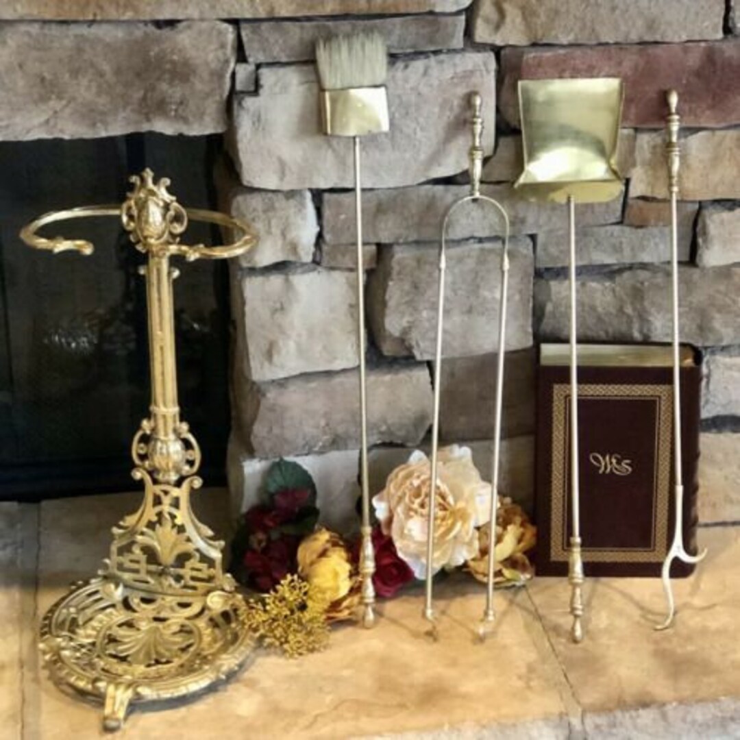 Antique Fireplace Tool Set / Vintage Fireplace Tools / Solid Etsy
