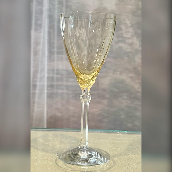Topaz Fostoria Water Glass / Antique Fostoria Topaz Yellow Bowl Water Glass / Fostoria 1920's Water Goblet / Topaz Fostoria Glass 1