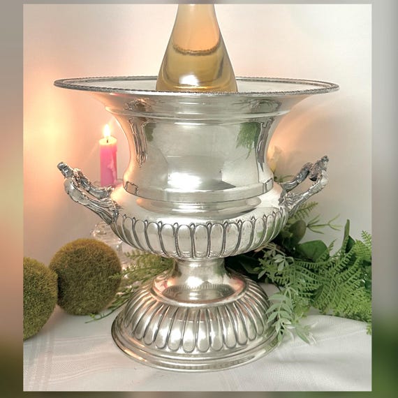 Silver Plated Champagne Bucket / Vintage Neoclassical Wine Cooler / Silver Made in England Champagne Bucket / Vintage English Wine Cooler