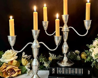 Vintage Duchin Sterling Silver Candelabras, 3-arm Candle Holders