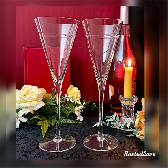 Callaway Champange Flutes / Crate And Barrel Champagne Flutes / Crate & Barrel Callaway Toasting Glasses / Toasting Champagne Glasses - 2 Pc