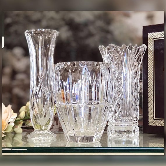 Crystal Vases / Vintage Cut Glass / Cut Crystal / Flower Vases / Collectible Vases / Elegant Crystal / Centerpiece Vases / Crystal Glass