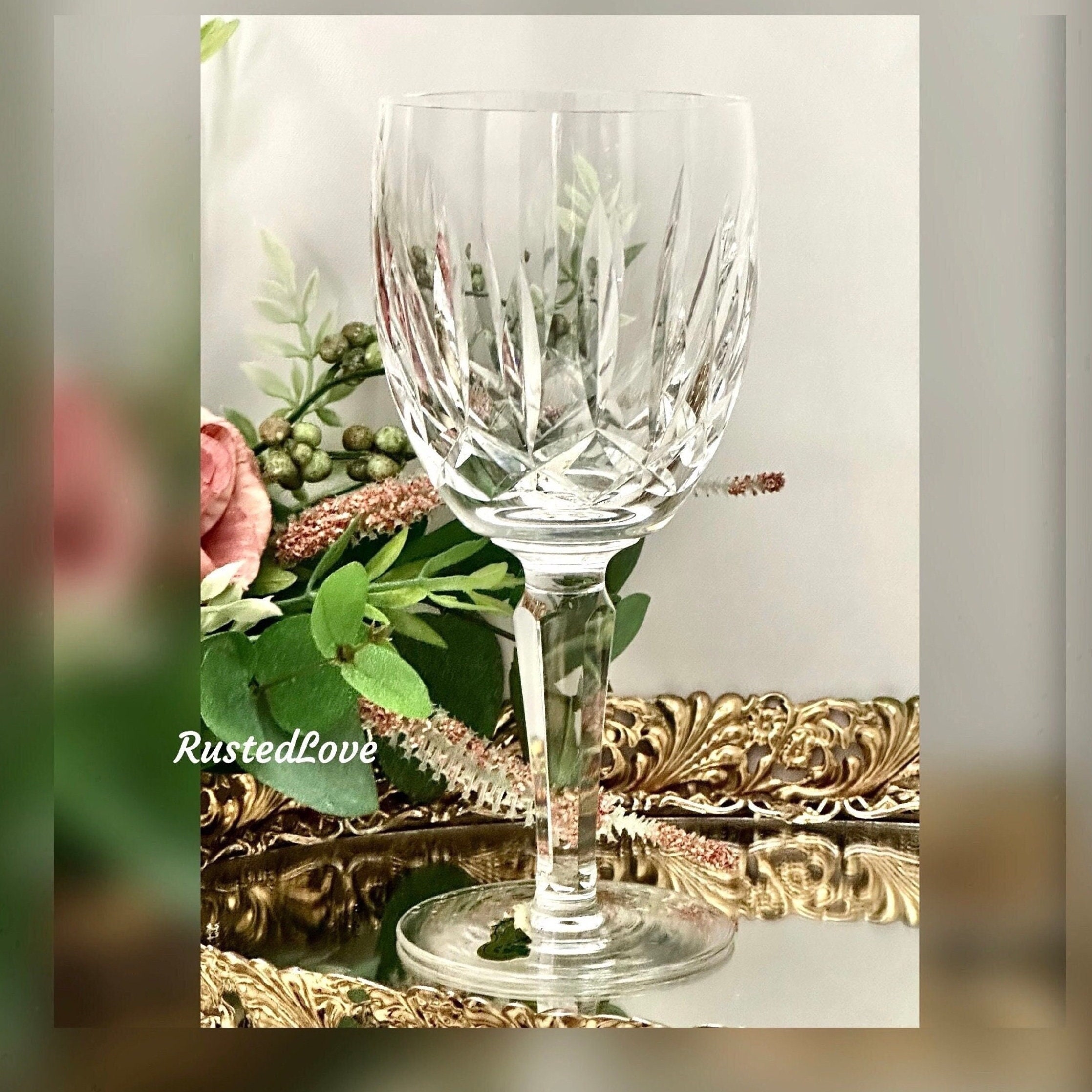 Large Crystal Water Wine Glass, Vintage Set of 4 Waterford Kildare