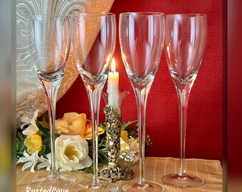 Vintage Wine Glasses / Queen by Rogaska / Crystal Elegant Glassware /  Vintage Glassware / Blown Glass / Etched Cut Wine Goblets / Drinkware 