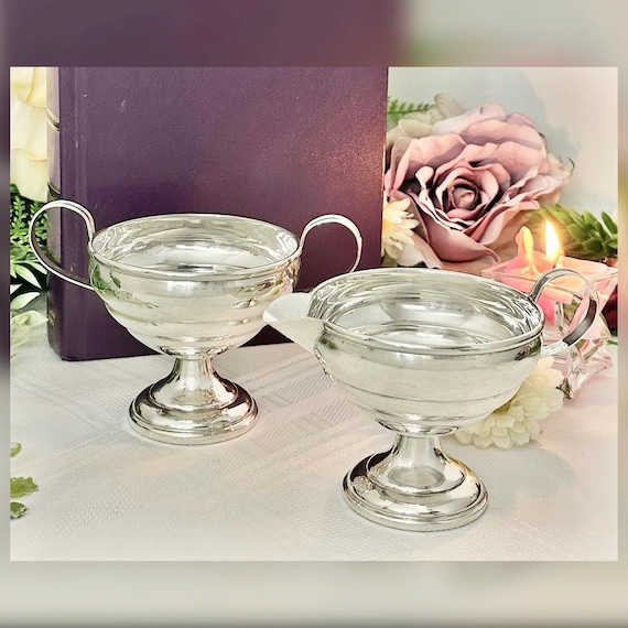 Vintage Sterling Silver Cream and Sugar Set International Silver Creamer Sugar Bowl Sterling Tableware