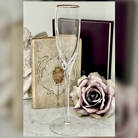 Lenox Encore Gold Champagne Flute Gold Rim Vintage Stemware