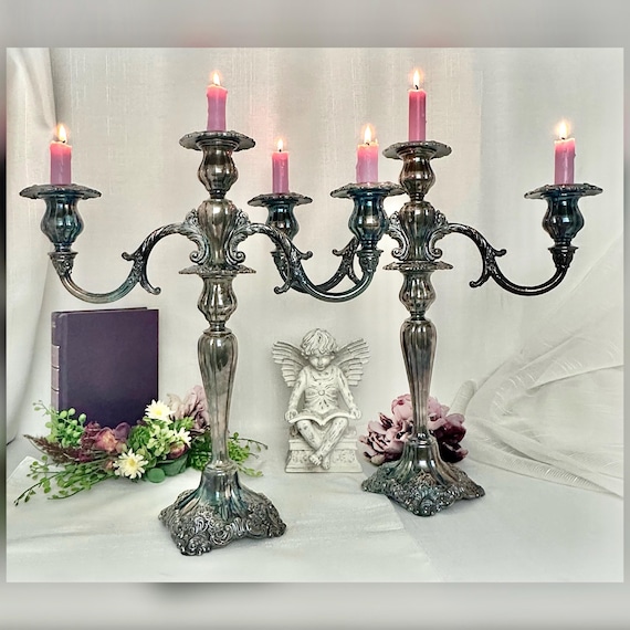 Wallace Grand Baroque Silverplate Candelabra Pair Candle Holders