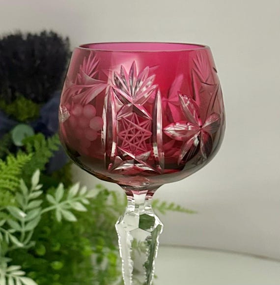Vintage Cranberry Red Cut Crystal Hock Wine Glass - Etsy