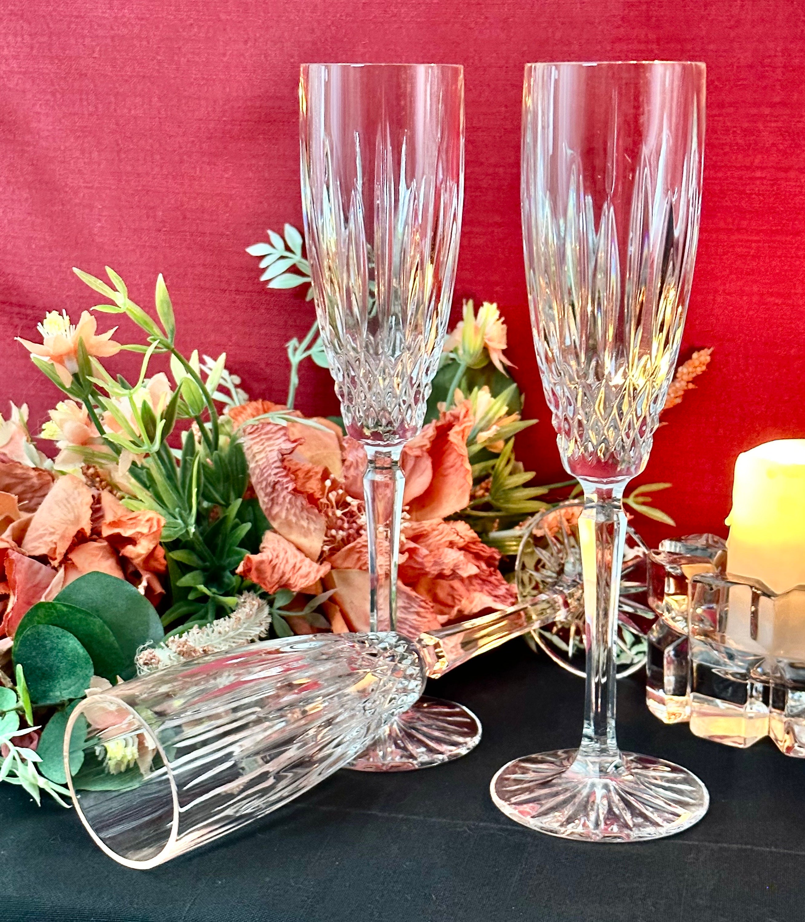 Mikasa Champagne Flutes / Vintage Mikasa Old Dublin / Mikasa Champagne  Glasses / Vintage Stemware / Wedding Toasting Glasses / Old Dublin 