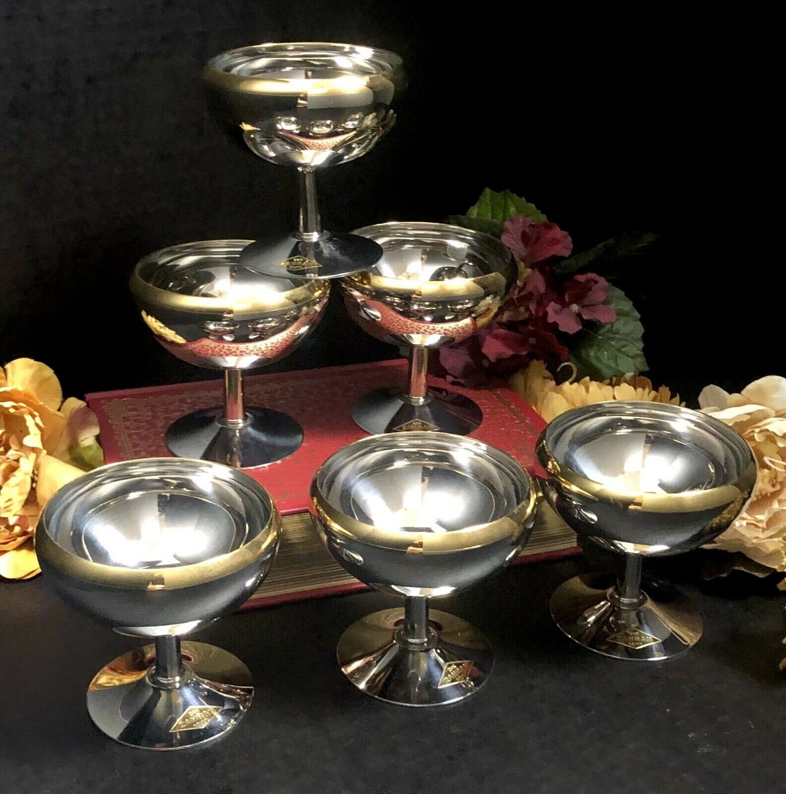 24K Gold Plated Zahran Punch Bowl / Champagne Cups Stainless Etsy