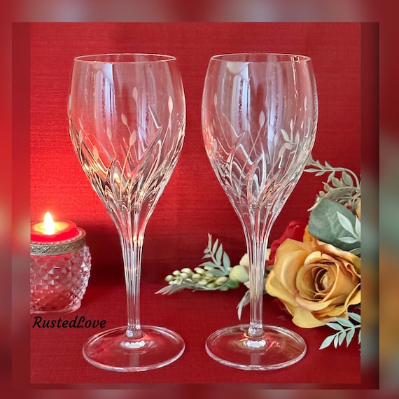 Noritake Moondust Water Goblets / Noritake Cut Glass Water Glasses / Vintage Noritake Moondust Water Glasses  / Moondust Water Glasses - 2