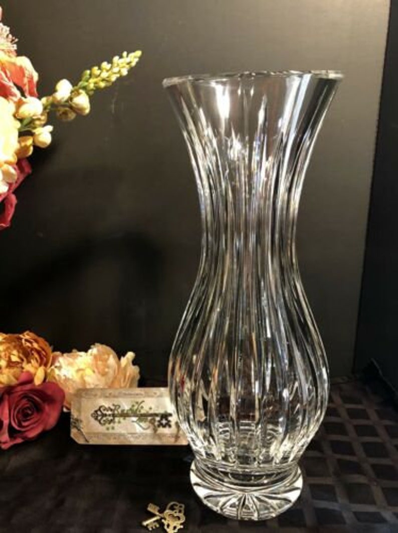 Heavy Cut Lead Clear Crystal Vase Flared Flower / Wedding Gift Etsy