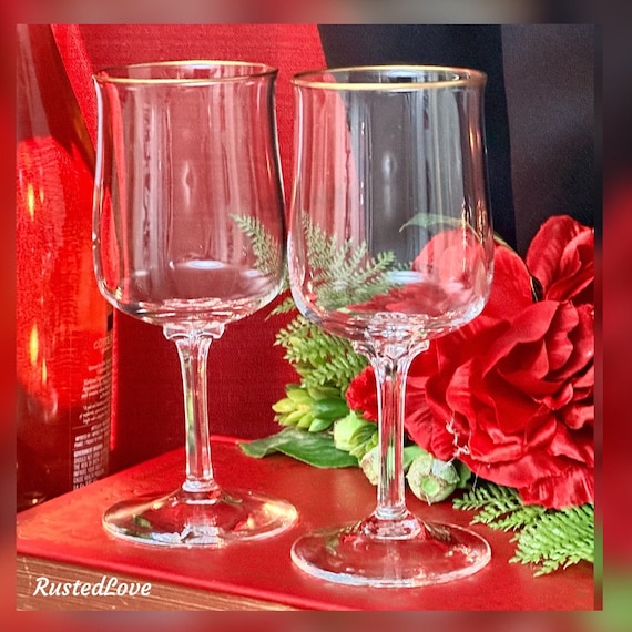 Lenox Intrigue Wine Glasses / Vintage Intrigue Lenox Wine Glasses / Lenox Intrigue Gold Rimmed Wine Glasses / Lenox Intrigue Gold Wine - 2