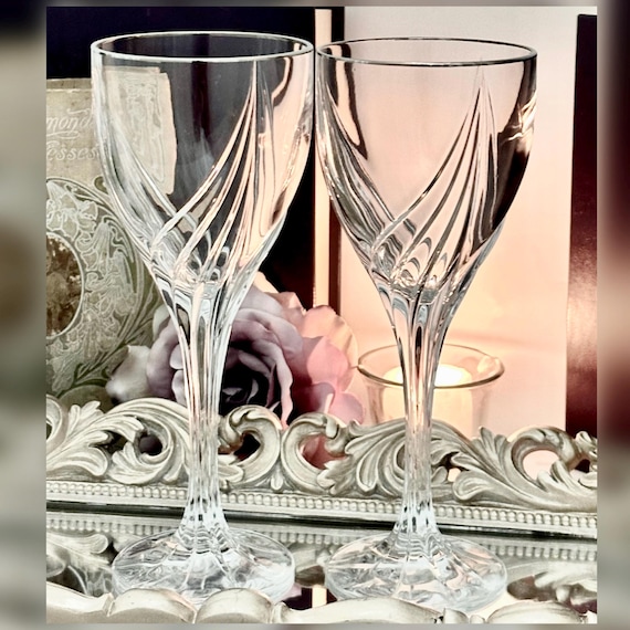 Lenox Debut Platinum Wine Glasses Pair Vintage Platinum Rim Stemware