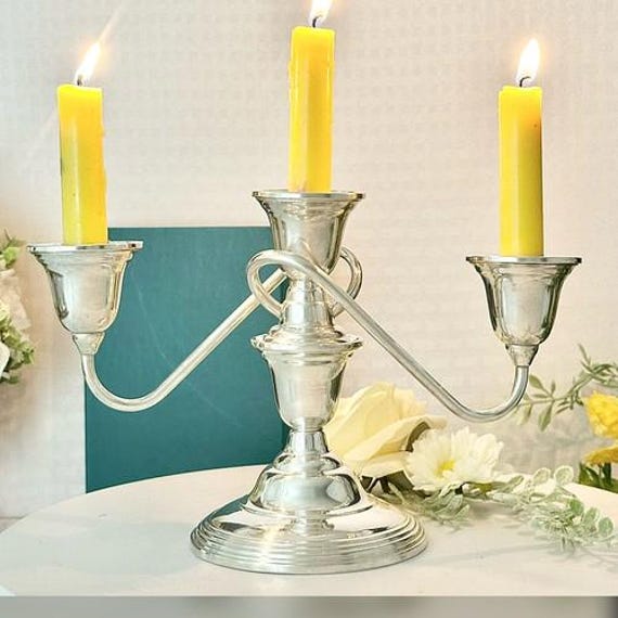 Sterling Silver Candelabra Wm Rogers / Vintage Rogers 3 Arm Sterling Candelabra / Vintage Silver Candle Holder / Sterling Silver Centerpiece
