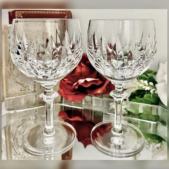 Gorham La Scala Water Glasses Pair Crystal Replacement Stemware