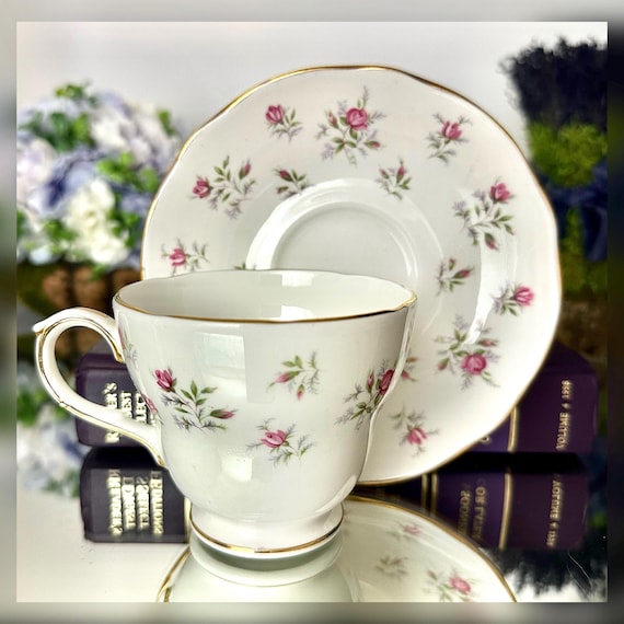 Vintage Duchess Marie Rose Bud Teacup and Saucer / Duchess Marie Bone China Tea Cup Set / Rose Bud Tea Cup Set Made In England - 2 Pc Set