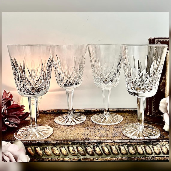 Set of 4 Waterford Lismore Water Goblets Vintage Irish Crystal