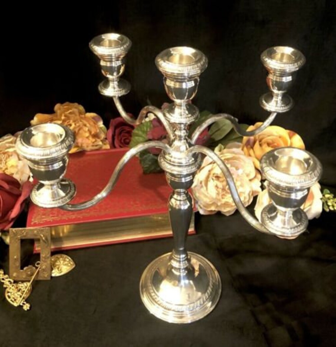 Sterling Silver Candelabra Wallace 4494 5 Arm Candle Holder Etsy