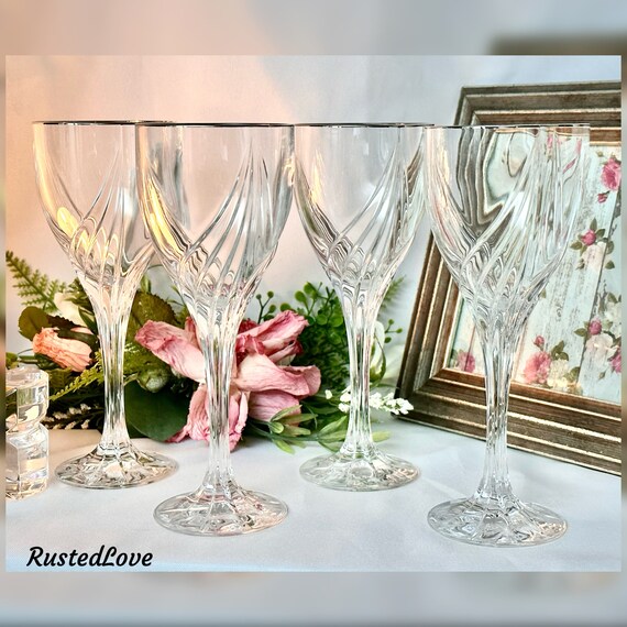 Lenox Debut Platinum Wine Glasses / Lenox Debut Platinum Wine Glasses / Vintage Lenox Platinum Rimmed Wine Glasses / Debut Platinum - 4