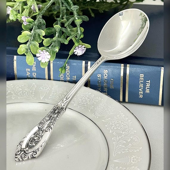 Rose Point Sterling Wallace Soup Spoon / Vintage Rose Point Round Cream Spoon / Wallace Rose Point Cream Soup Spoon / Vintage Rose Point