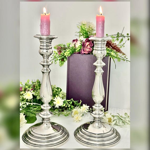 Gorham Puritan Sterling Silver Candlesticks Pair 10" Vintage Candle Holders Elegant Classic Decor Wedding Table