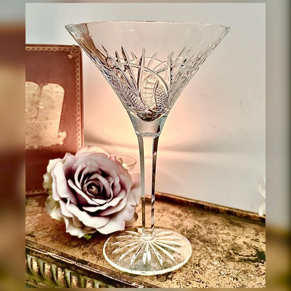 Waterford Seahorse Martini Glass Vintage Irish Crystal Cocktail Glass