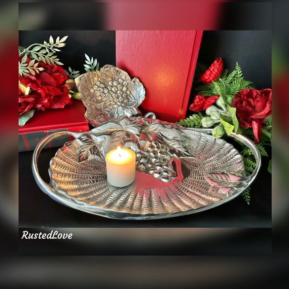 Armetale Decorative Trays / Grape Decorative Serving Trays / Armetale Candy Dishes / Vintage Serving Tray / Armetale Pewter Serving Trays