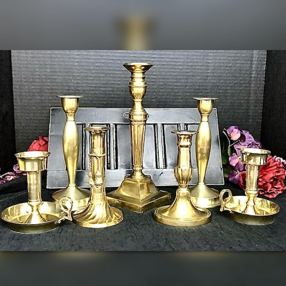 Candle Holders Solid Brass Polished Taper Vintage Party / Wedding / Dining Table / Gold Holiday Decor / Decorative Centerpiece Candlesticks*