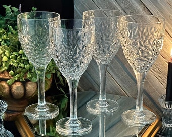 Vintage Rogaska Crystal Wine Glasses - Set of 4, Textured Bowl - Etsy