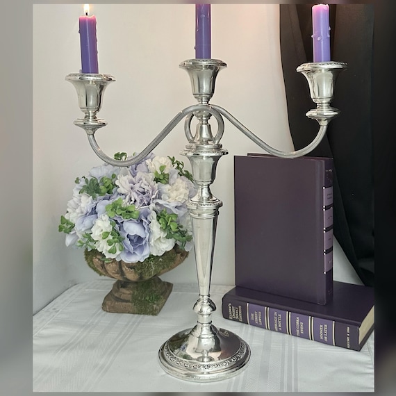Sterling Silver Candelabras Frank Whiting Talisman Rose / Tall Sterling Centerpiece Candle Holder / Talisman Rose Silver Tall Candlestick