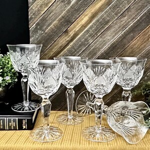 Bohemia 24% Lead Crystal Wine Glasses Set of 6 Cut Crystal Boxed Vintage bild 4
