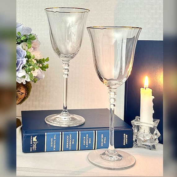 Mikasa Sonata Gold Water Goblets / Mikasa Gold Rimmed Sonata Water Glasses / Mikasa Gold Sonata Water Glasses  / Sonata Water Glasses - 2