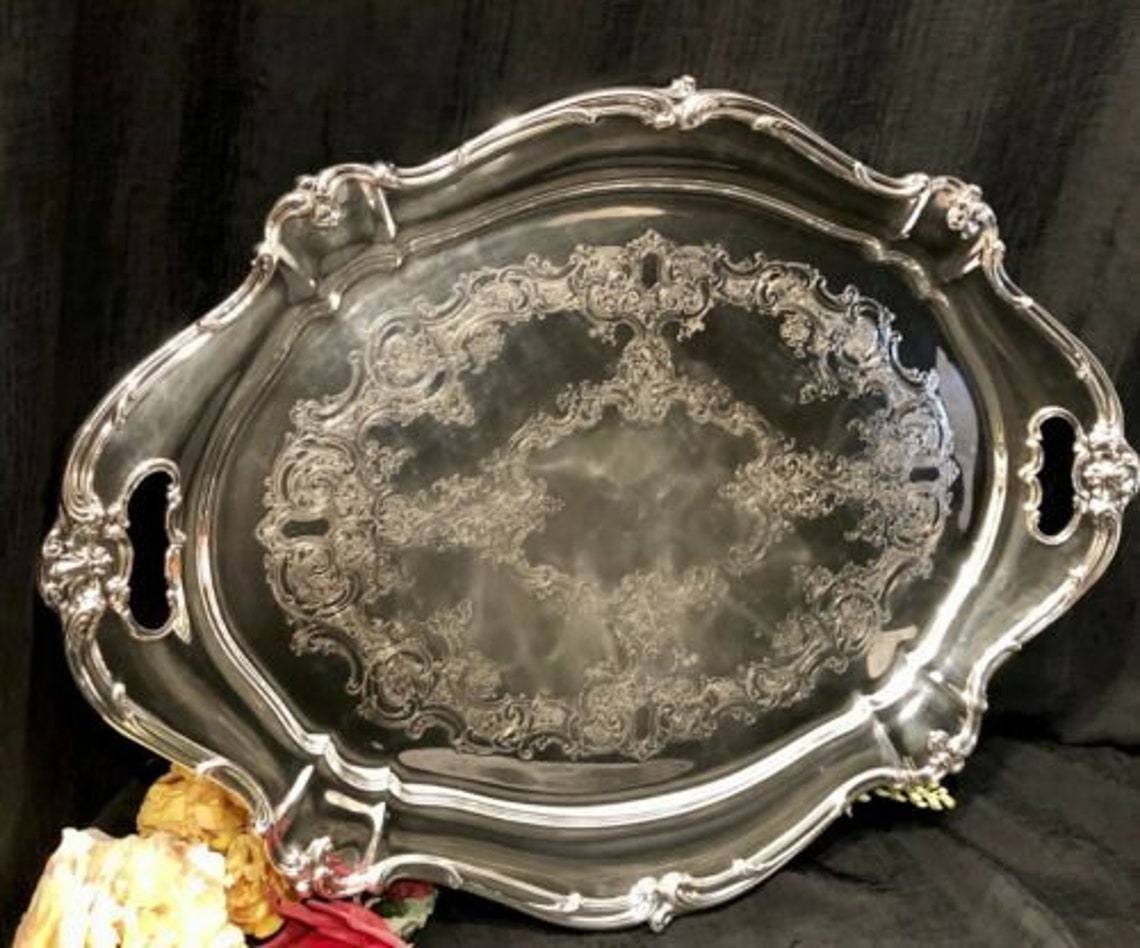 Gorham Chantilly Silver Plated Tray Handled Older YC1397/1 Etsy