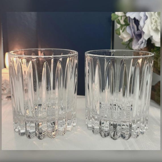 Mikasa Old Fashioned Marquis Barware / Marquis Mikasa Crystal Old Fashioned Glasses / 2 Old Fashioned Glasses / Double Old Fashioned Glasses