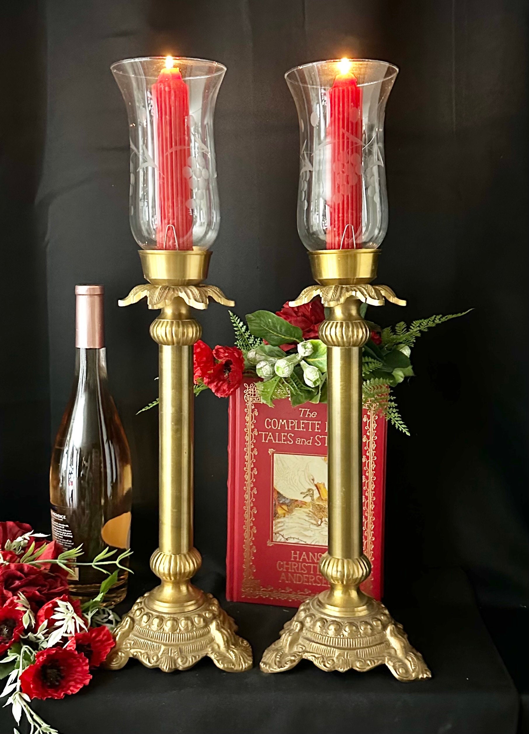 Candle Holders Solid Brass Gothic Vintage / Wedding / Pillar