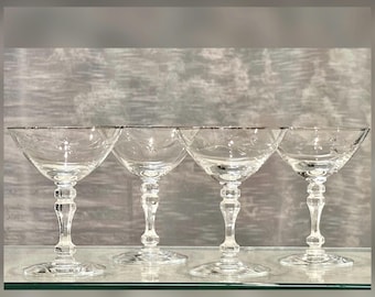 Tiffin Franciscan Lyndley Champagne Coupes Set of 4 Platinum