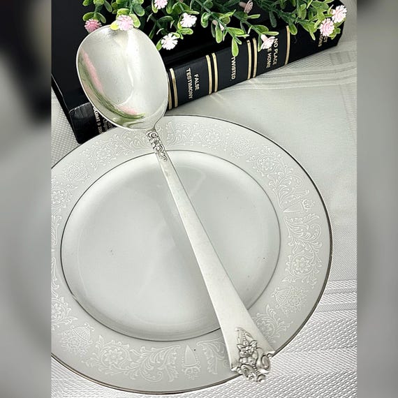 Castle Rose Sterling Casserole Spoon / Royal Crest Smooth Casserole Castle Rose Silver Serving Spoon / Vintage Castle Rose Casserole Spoon