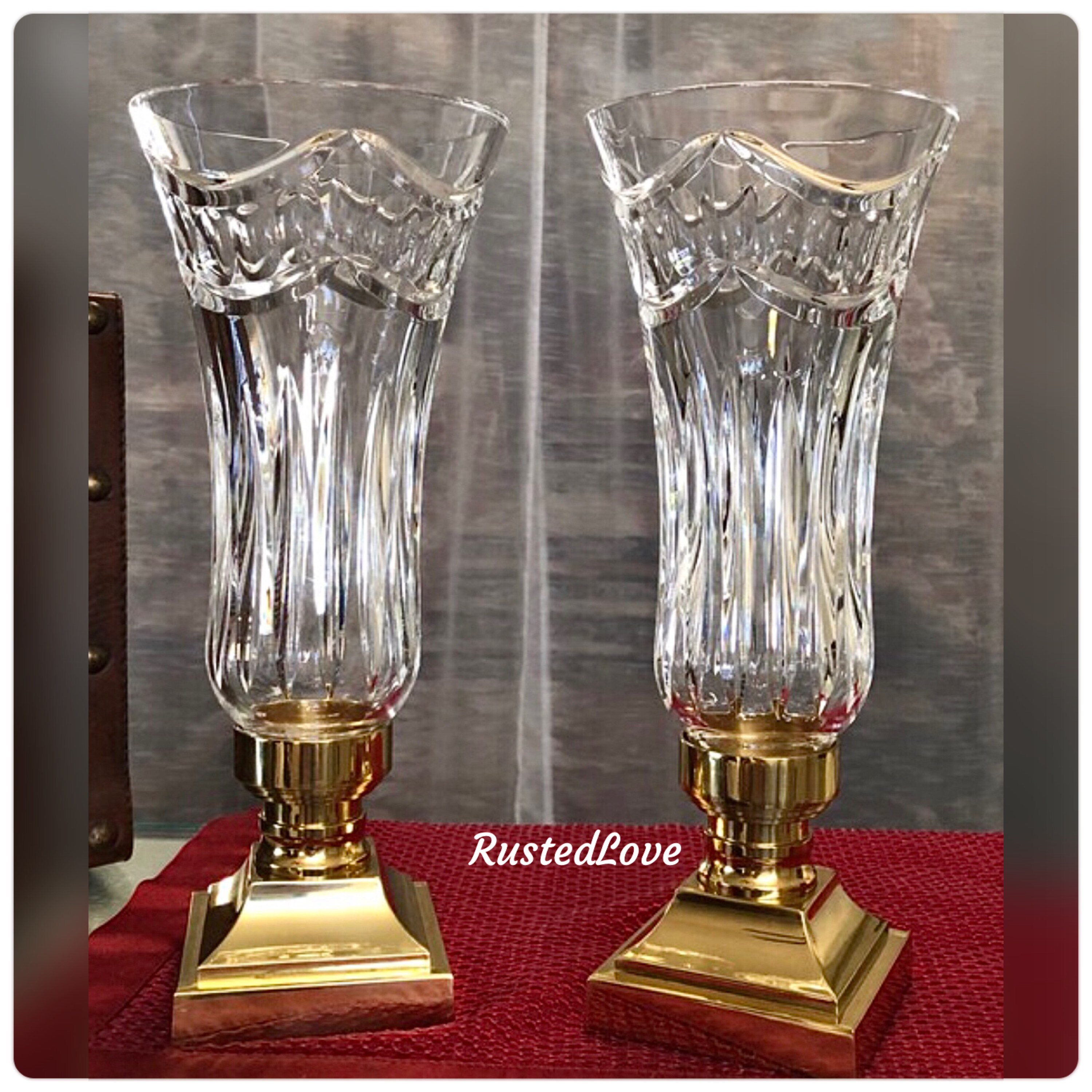 Hurricane Waterford Crystal Candle Holders / Waterford Pompeii Etsy