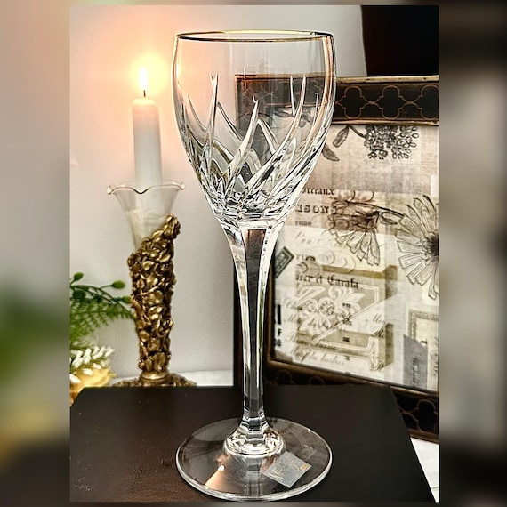 Mikasa Rendezvous Gold Trimmed Wine Glass / Vintage Mikasa Crystal Blown Glass / Rendezvous Gold Wine Glass / Mikasa Replacement Wine Glass