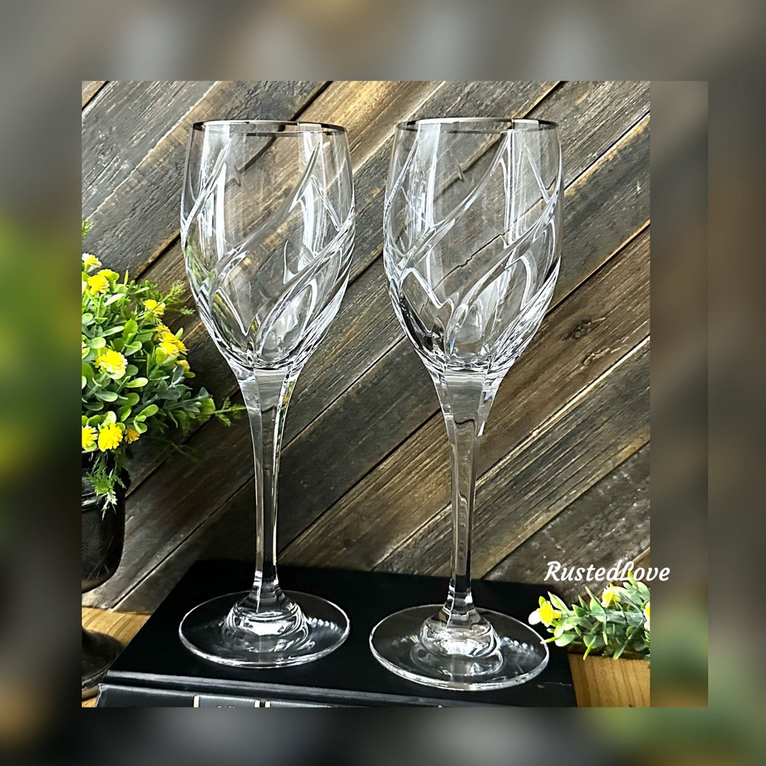 Mikasa Crystal Water Glasses / Mikasa Olympus / Platinum Rimmed Water