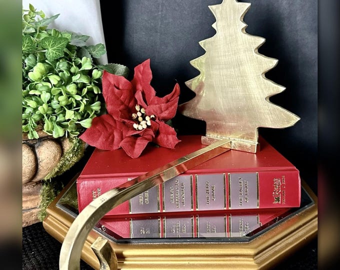 Vintage Brass Christmas Stocking Holder Tree Mantel Hook Decor