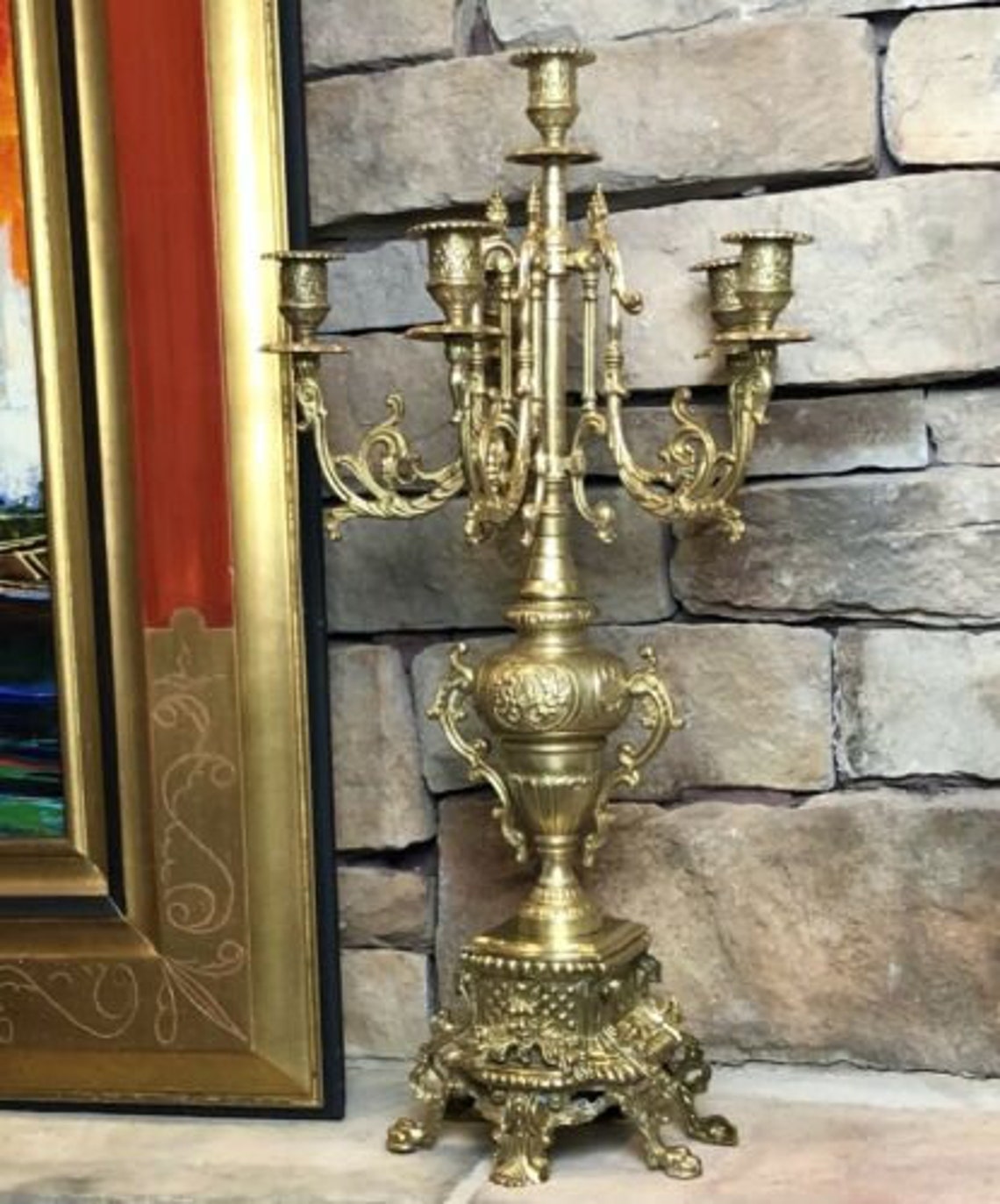 Vintage Brass Candelabras Large Candle Holders Baroque Rocco Etsy
