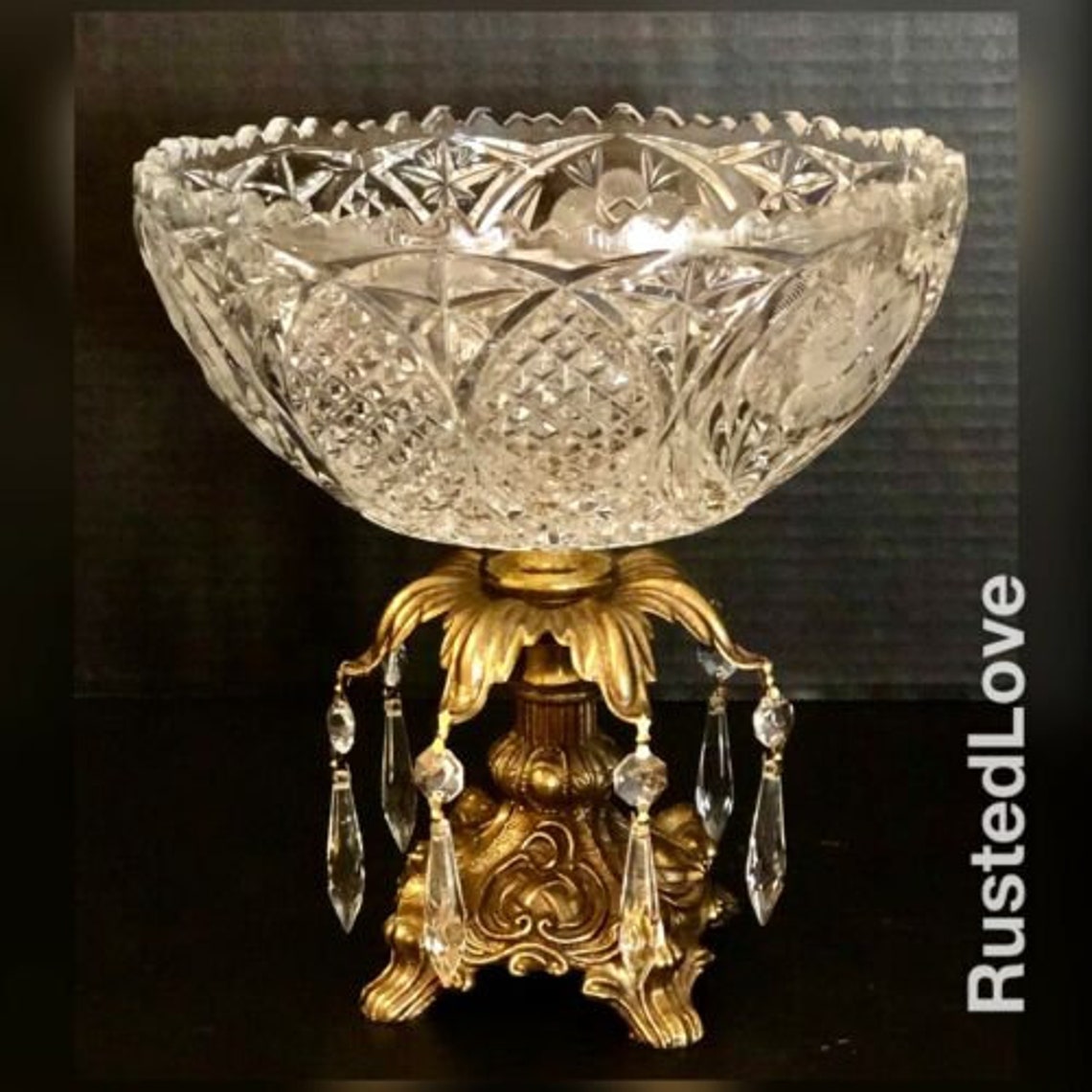 Vintage Crystal Candy Dish Brass Victorian Baroque Bowl on Etsy