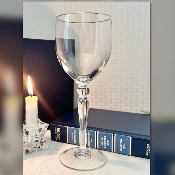 Waterford Crystal Carleton Gold Water Glass / Vintage Carleton Water Goblet / Waterford Gold Carleton Water Goblet / Gold Rimmed Glass - 1