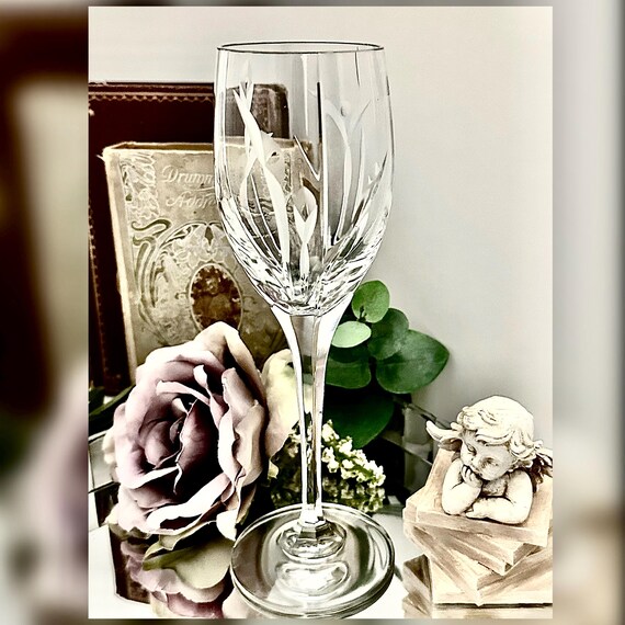 Vintage Mikasa Calla Lily Wine Goblet – Frosted Crystal, Made in Poland