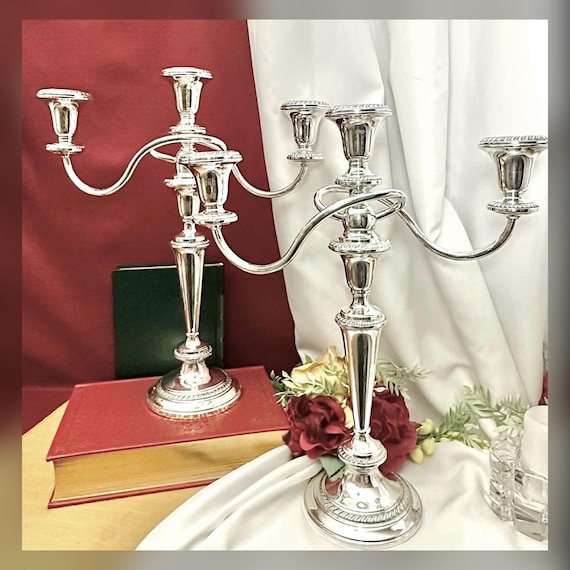 Crown Sterling Silver Candelabras / Sterling Candelabras / Crown Candle Holders / Vintage Candlesticks / Large Sterling Silver Candelabras