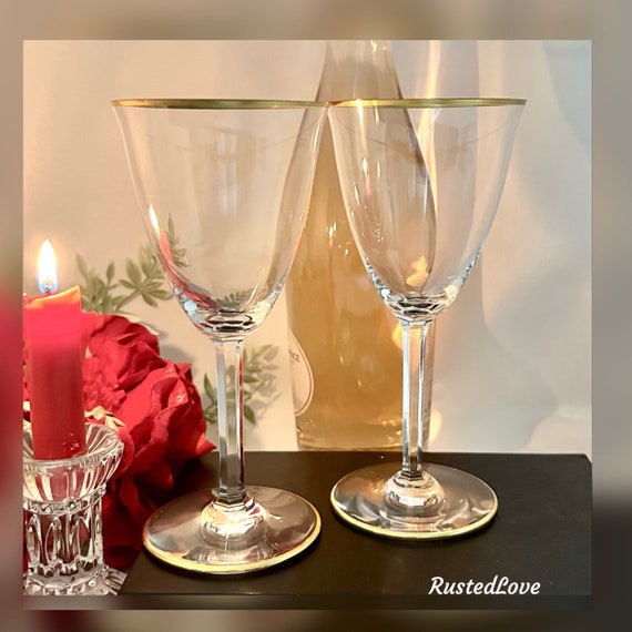 Baccarat Directoire Gold Trimmed Claret Wine Glasses / Baccarat Gold Trimmed Claret Wine Glasses / Baccarat Directoire Claret Wine Glass - 2