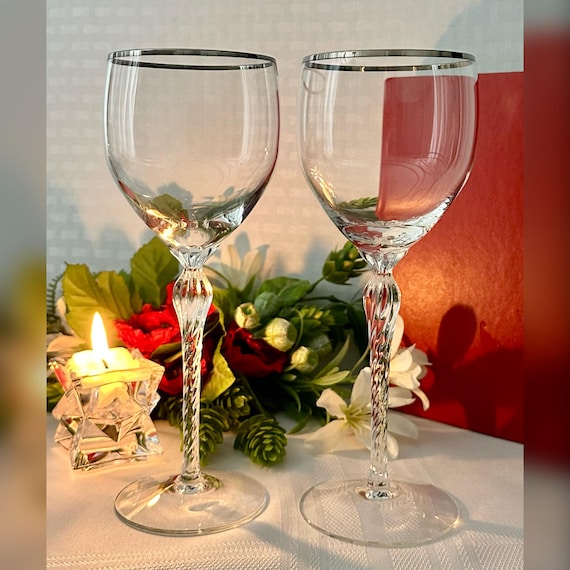 Madison Lenox Platinum Wine Glasses / Vintage Lenox Silver Trimmed Wine Glasses / Lenox Madison Silver Rimmed Wine Glasses / Vintage Lenox 2